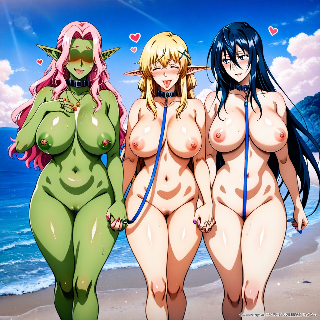 Himemiya Chikane Gets Destroyed By Female Female Bald Lesbian Goblin And Starts Walking With Her Girlfriend, Lesbians Rule, Himemiya Chikane Surrounded By Two Female Bald Lesbian Goblin Ladies Hentai IA
