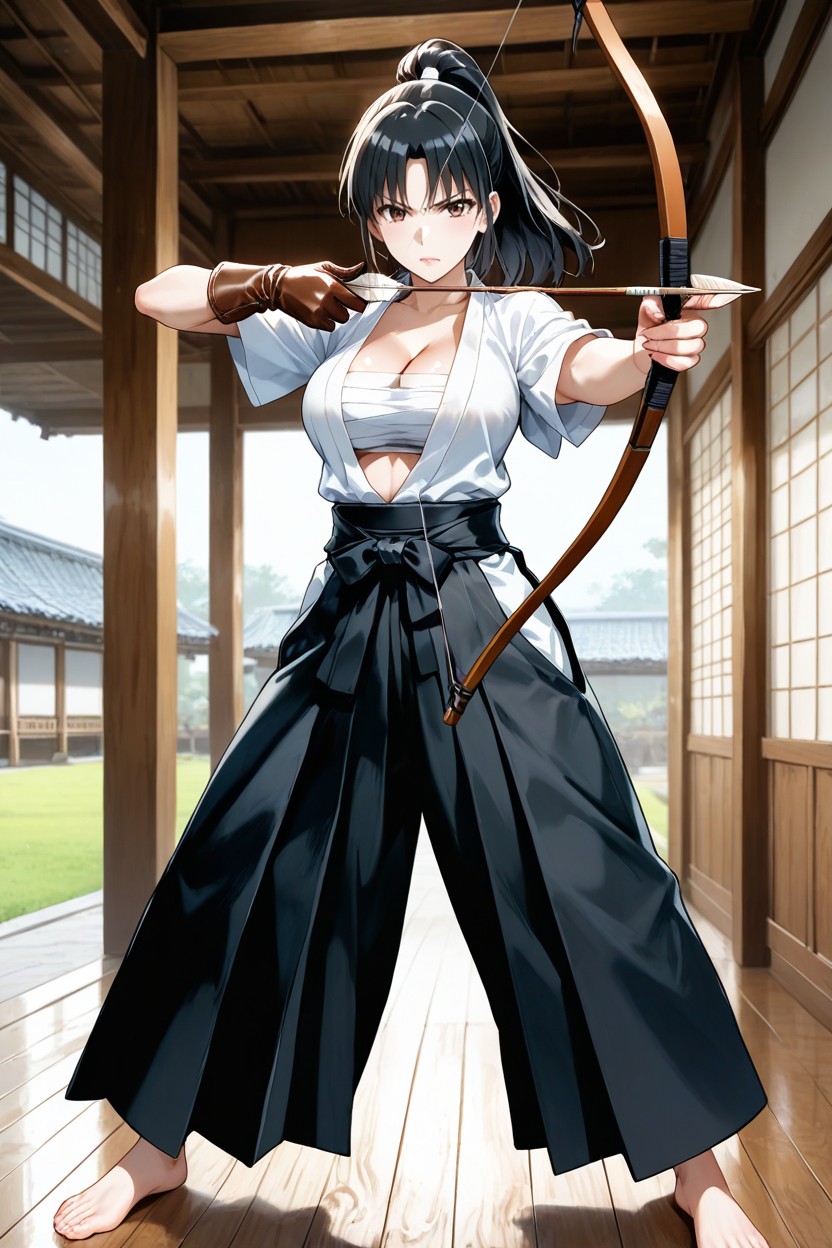 Girl, Soft Natural Morning Light, Leather Archery Glove On Right Hand Porno IA Hentai