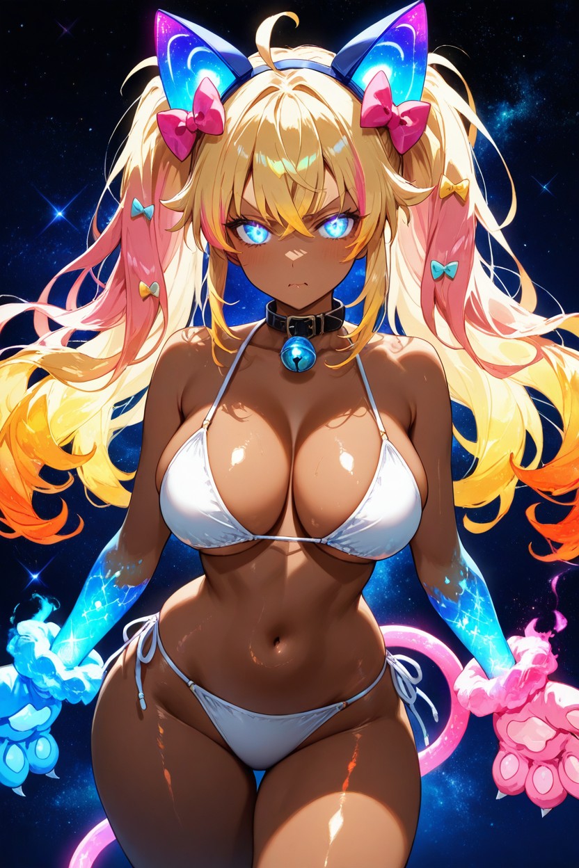 Glowing Lights, Surreal Lighting, Multiple Hair Bows Hentai AI Porn