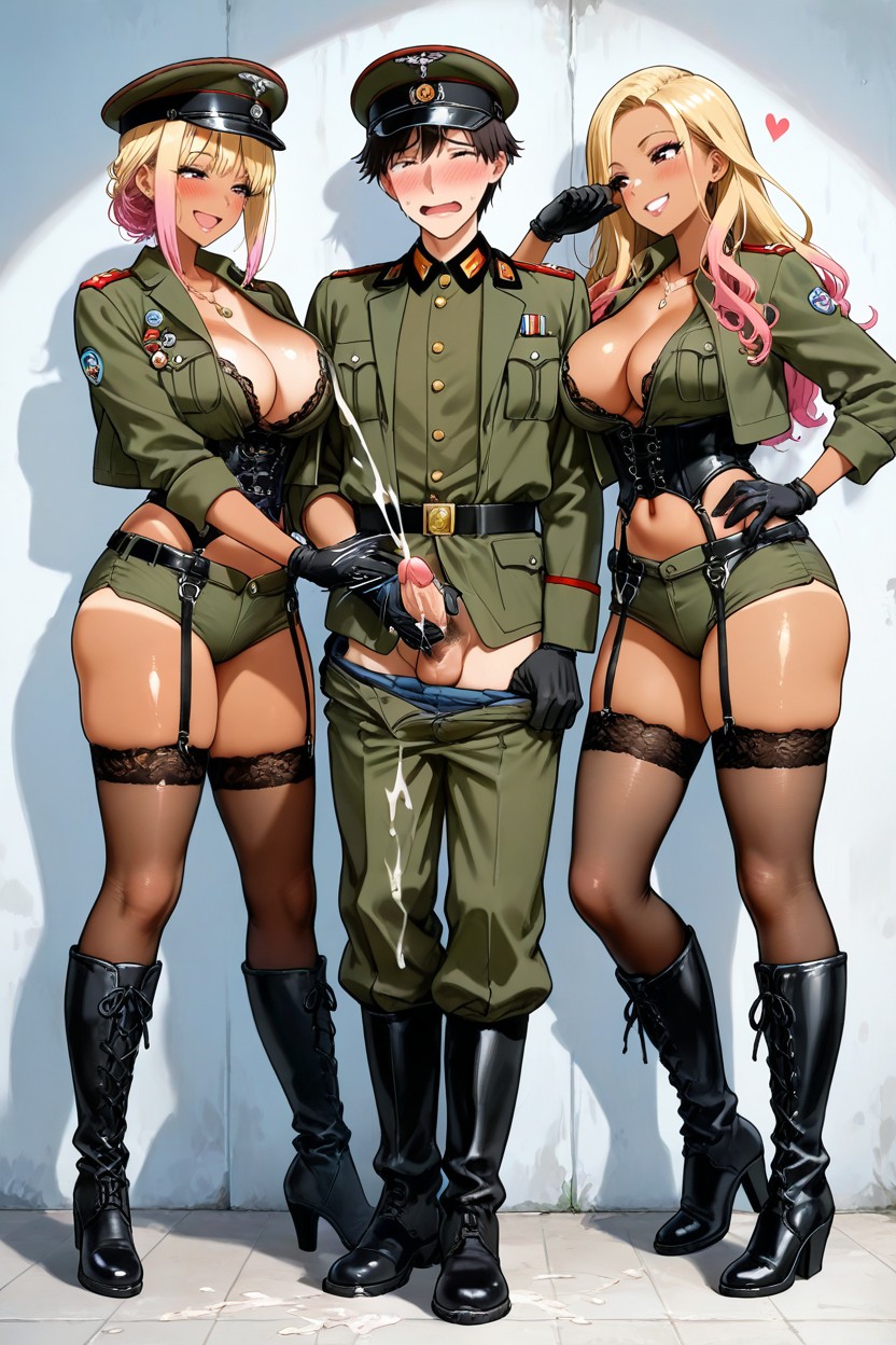 Cropped Fitted Officer Jacket, Man With Pants Down, Motion Lines Hentai AI Porn