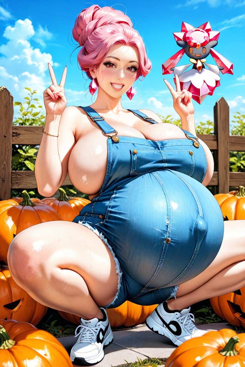 Very Detailed Face, Gigantic Fake Bimbo Boobs, Diancie Pokemon Hentai AI Porn