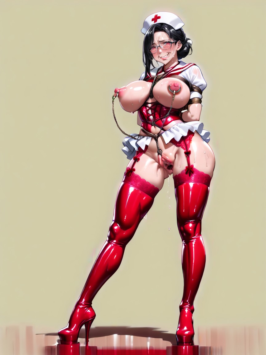 Piernas Abiertas, Desnuda, Nipple Chain Hentai IA