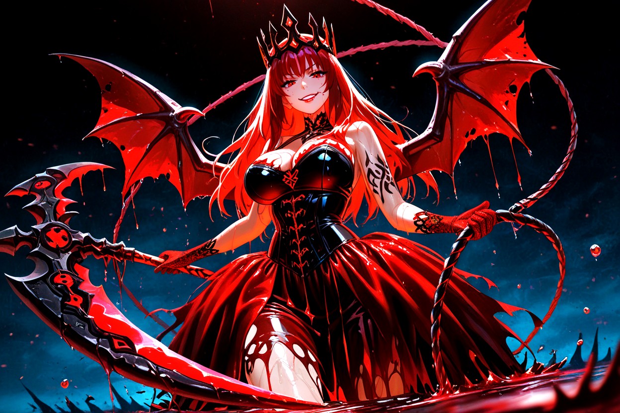 Thorned Crown, Bloodied Lips, Detailed Background Hentai AI Porn