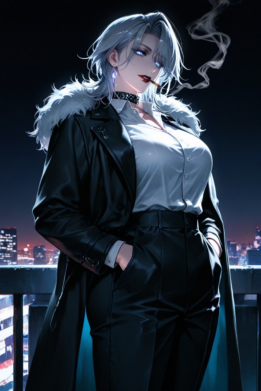 Side View, Dominant Posture, Smoking Hentai IA