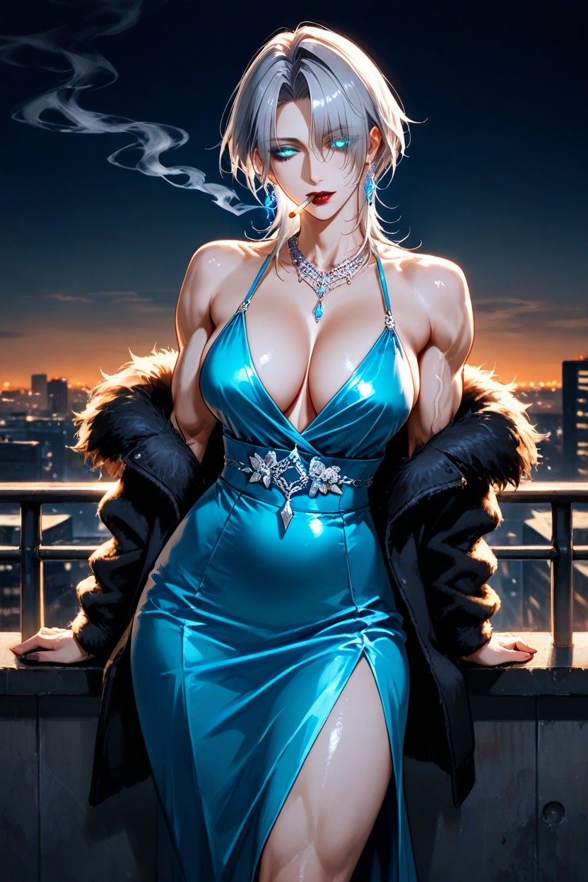 Culo Mediano, Musculosa, On Rooftop Hentai IA