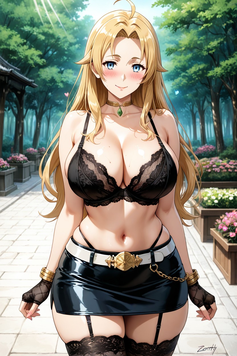 Blonde Hair, Visible Navel, Large Breast Hentai AI Porn