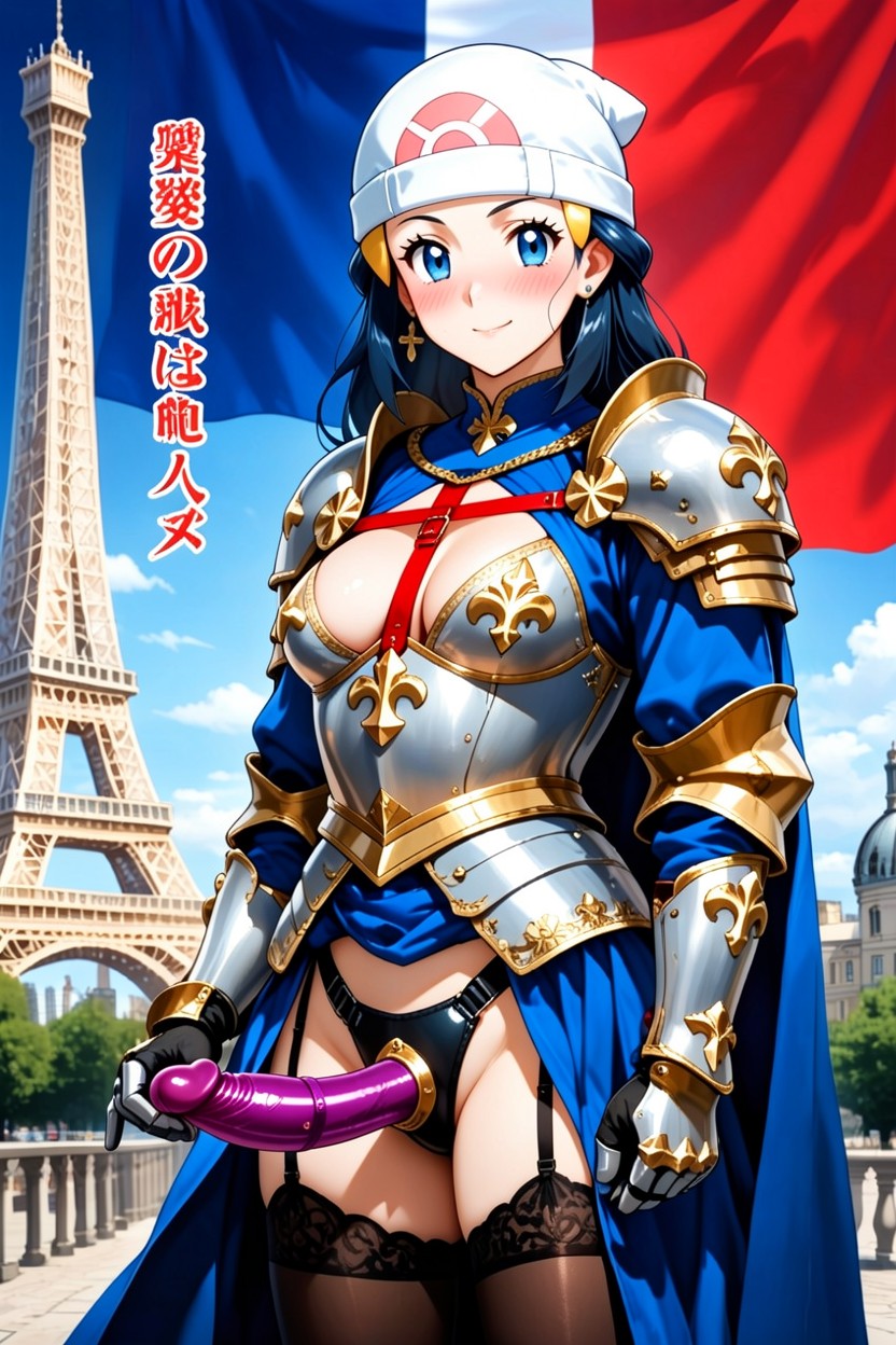French Flag Armor, Strap-on, Beautiful Woman Hentai AI Porn