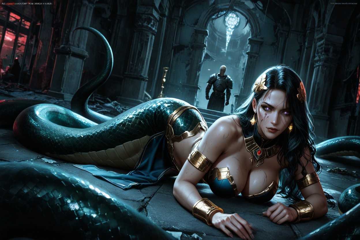 Side View, Fantasy Creature, Abandoned Greek Style Temple Hentai AI Porn