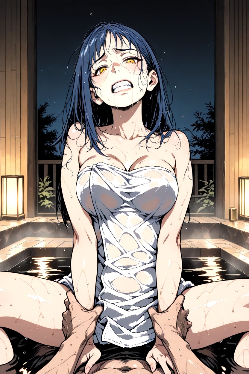 Man Standing, Head Tilted Back, Dim Lighting Hentai AI Porn