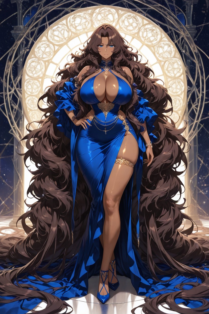 Detailed Face, Brown Hair, Absurdly Long Hair Hentai IA
