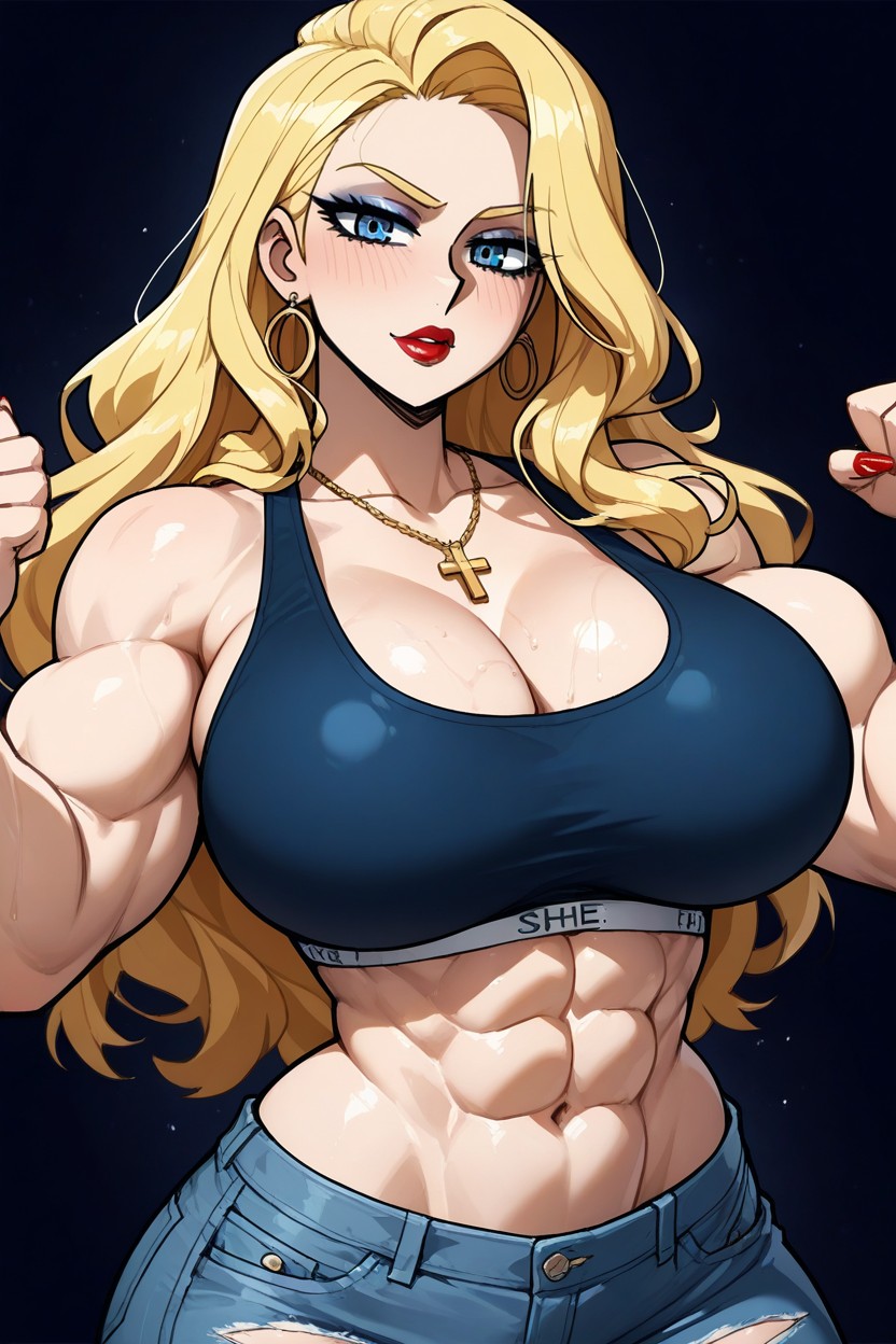 Ripped Abdominal Muscles, Muscular, Origin Female Caucasian Anglo-saxon Adult British Hentai AI Porn