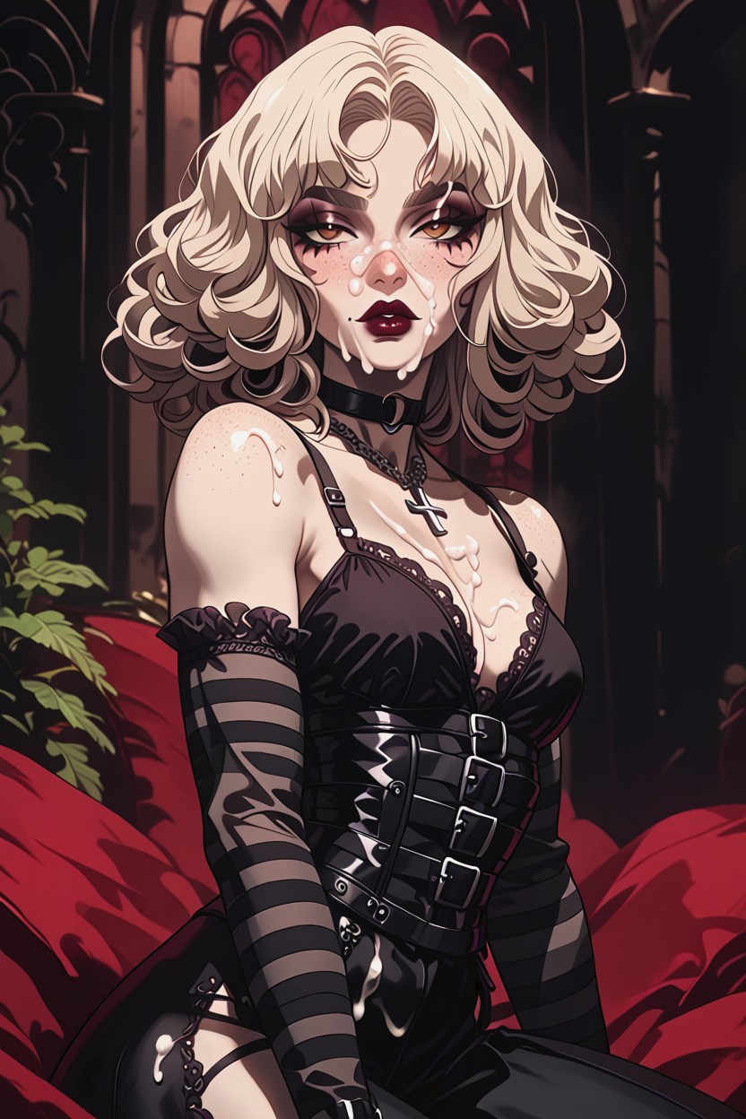 A Black Choker, Bukakke, Rolling Eyes Hentai AI Porn
