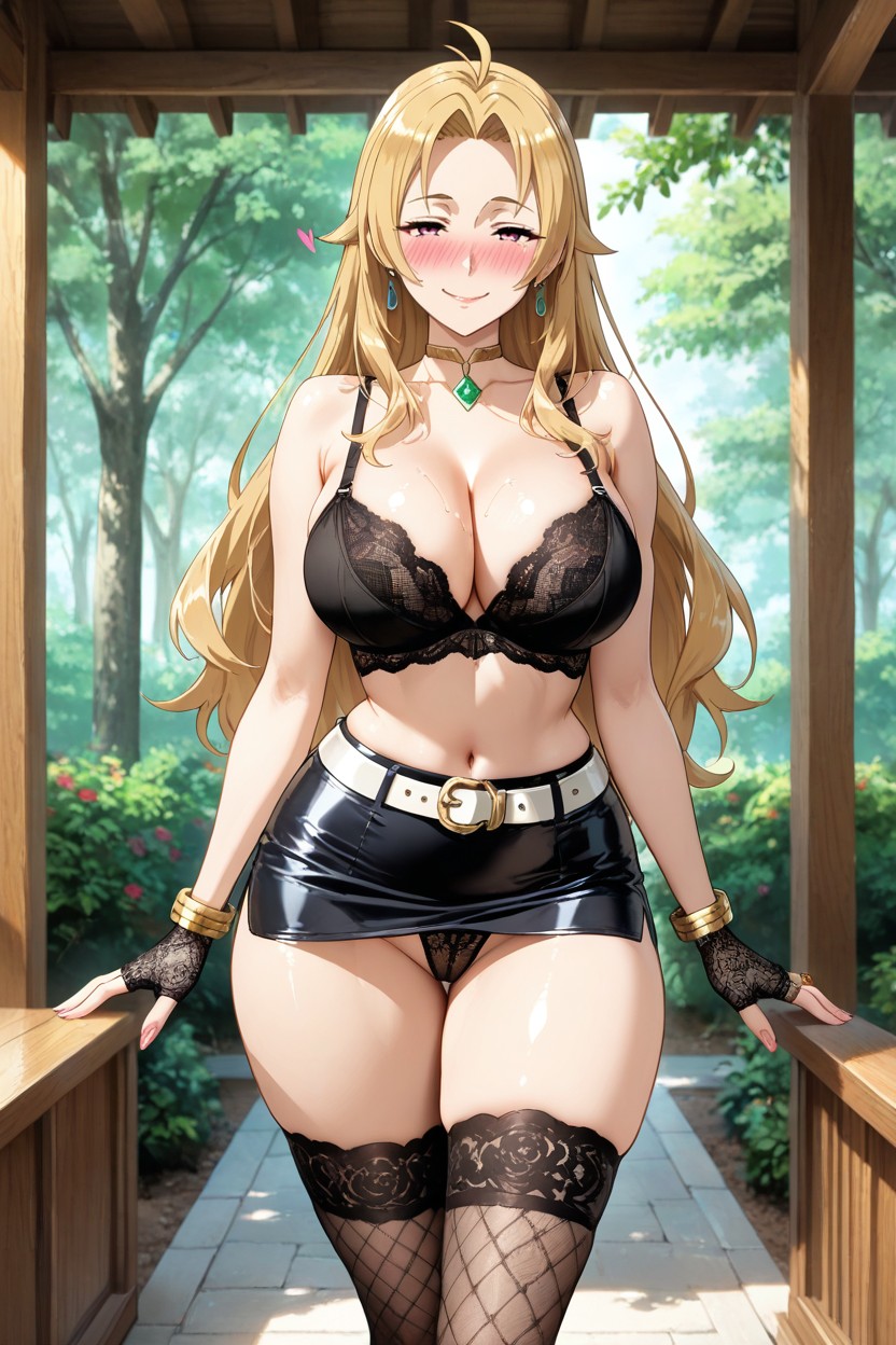 Sensual Pose, Looking At The Viewer, Fingerless Lace Gloves Porno IA Hentai