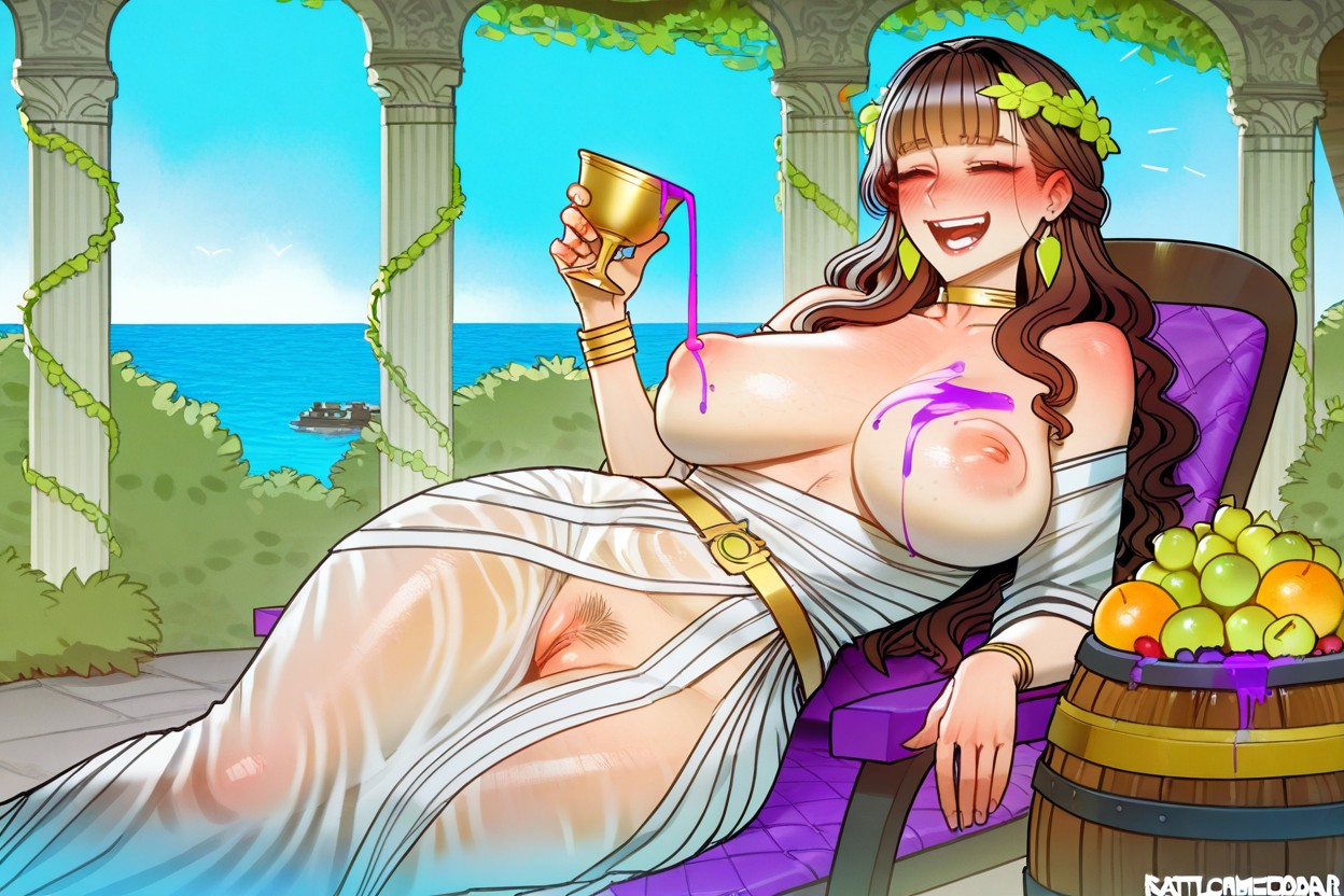 Pouring Juice On Breasts Only, Backlit, Festive Hentai IA