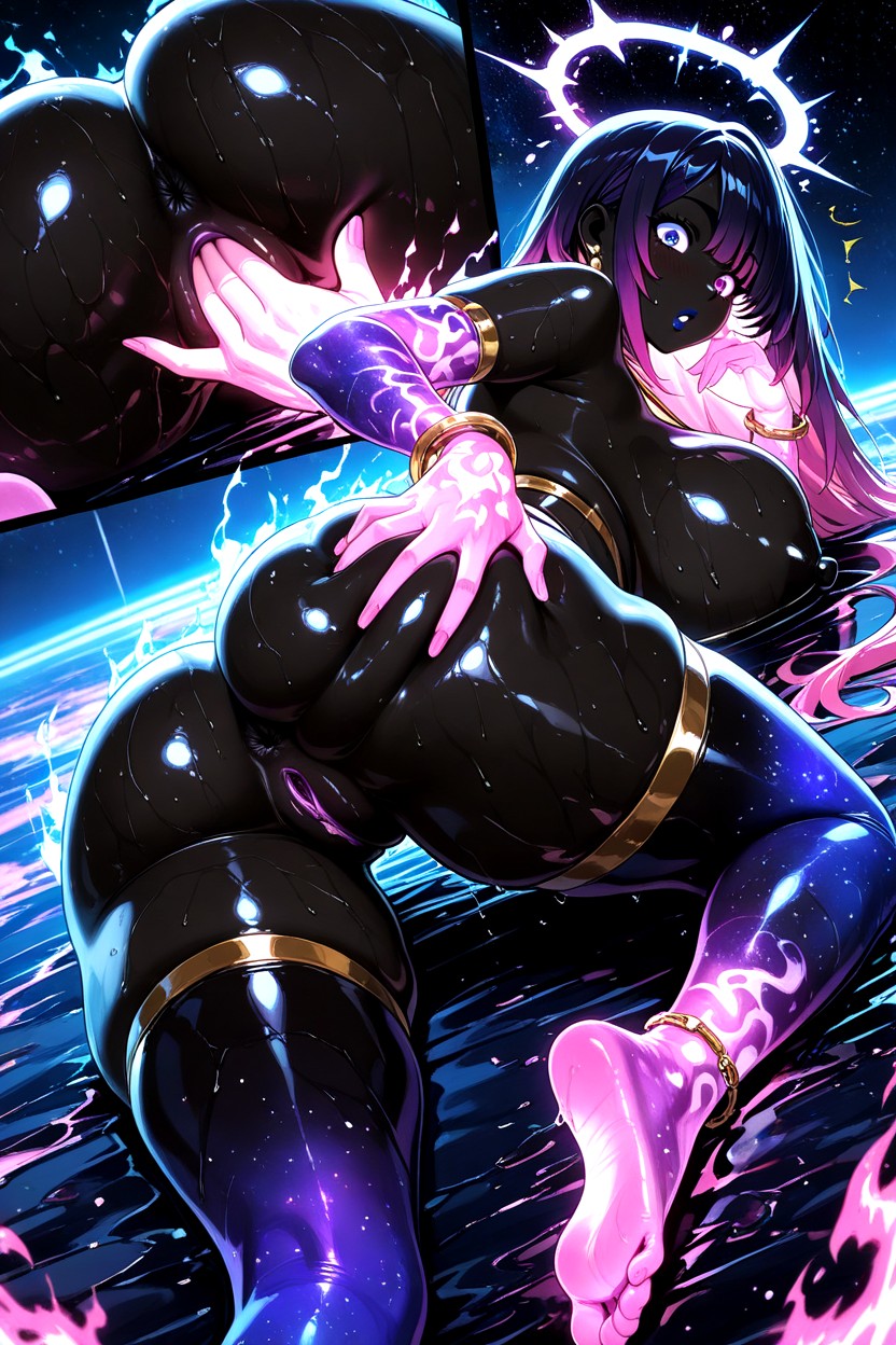 Black Skin, Wet Skin, Gold Jewelry On Body Hentai AI Porn