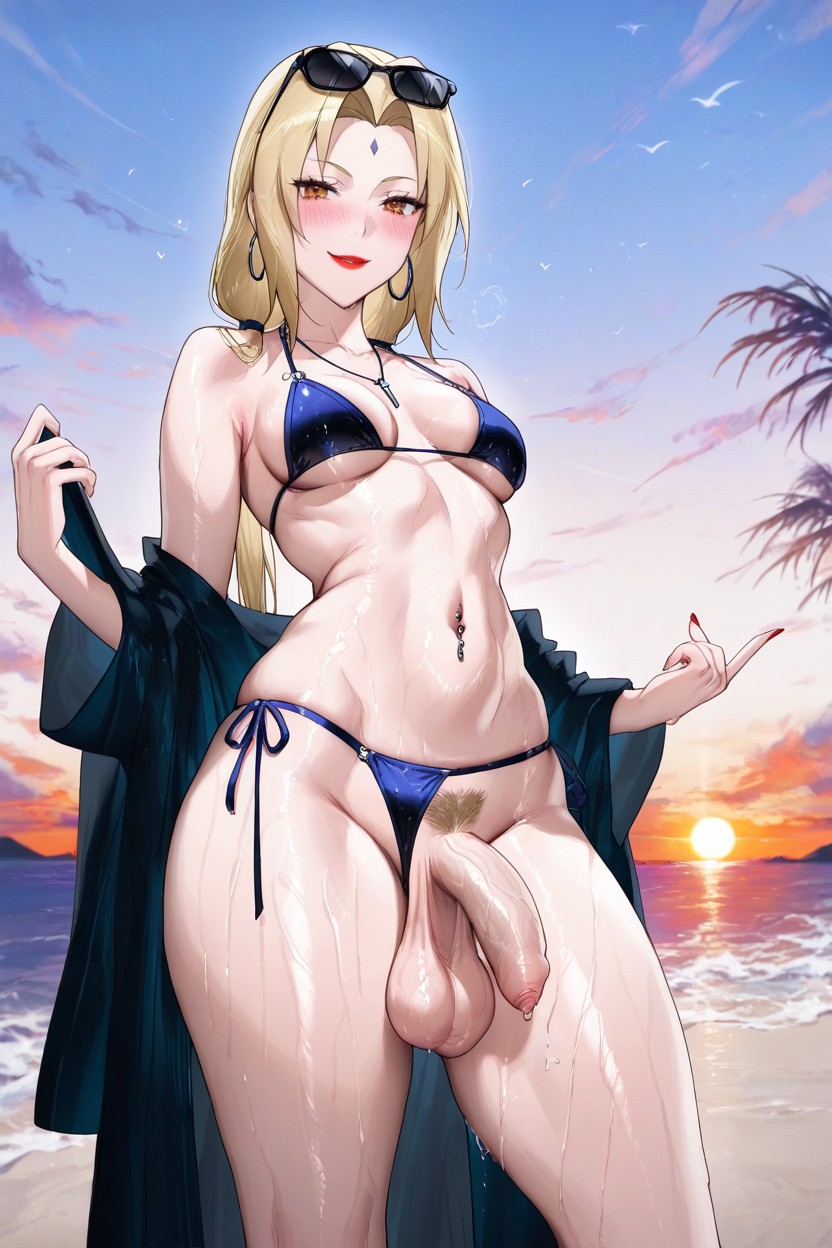 Flaccid Cock, Sexy Pose, Sunglasses On Head Hentai AI Porn