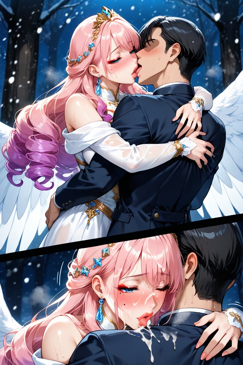 Hidden Place, Detailed Body, Pink Hair With Yellow Ends Hentai IA