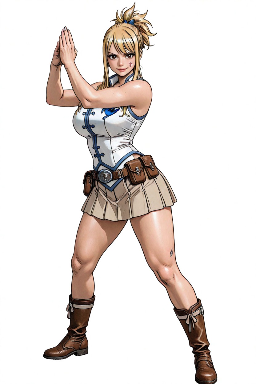 Beige Skirt With Belt, Naked Legs, Blonde Hair Hentai AI Porn