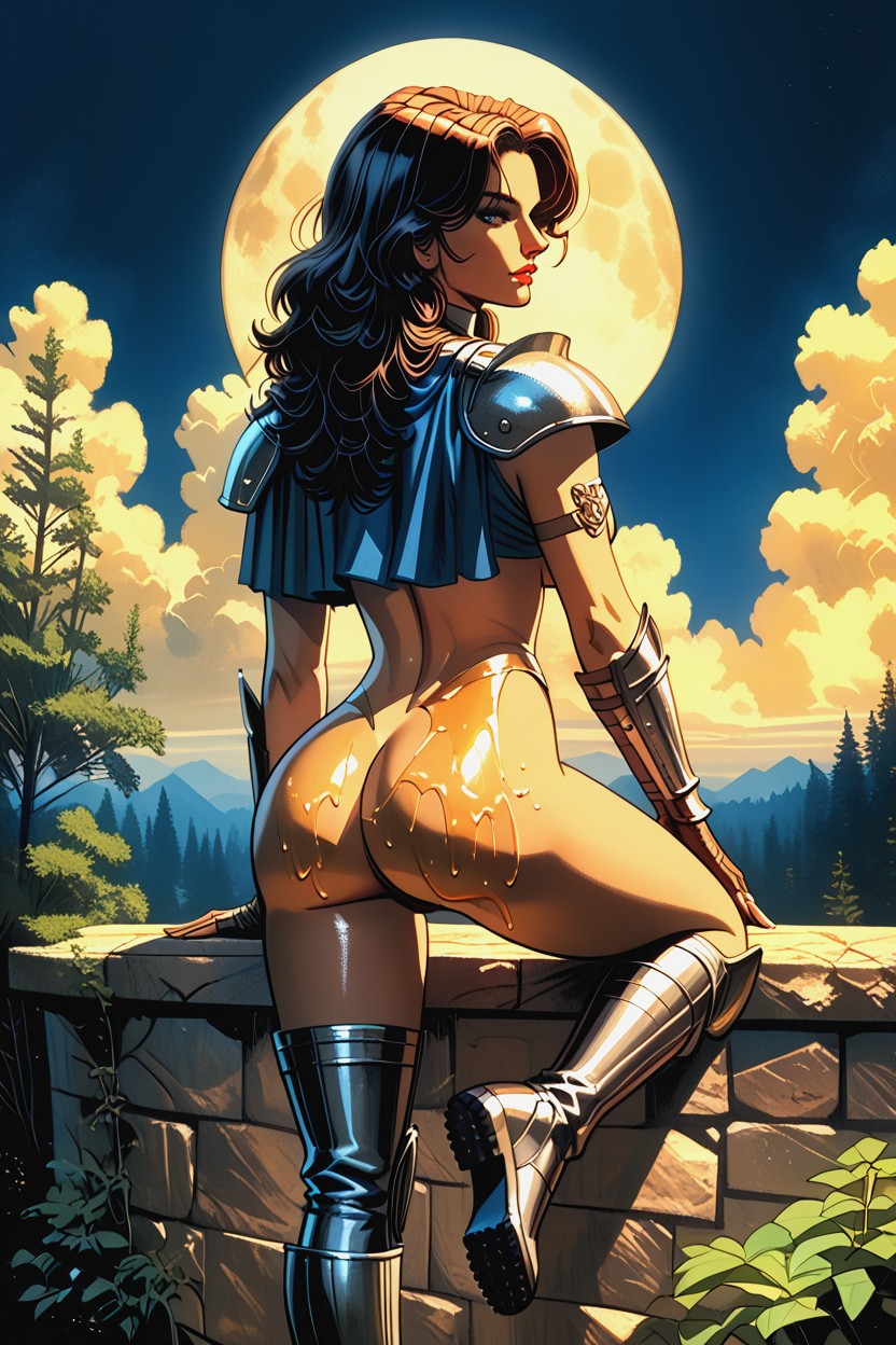 Underboob, Large Ass, Full Moon Hentai AI Porn