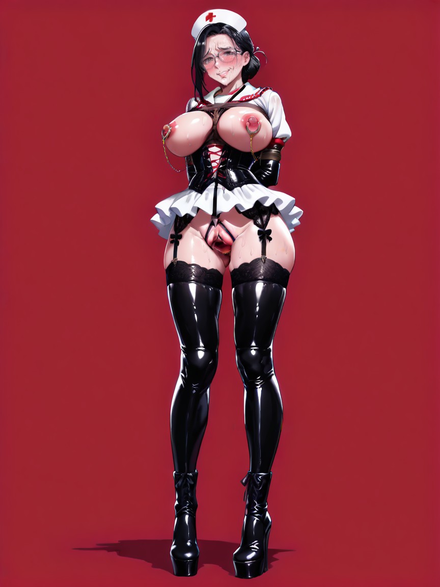 Grinning, Nipple Chain, Full Body Hentai AI Porn