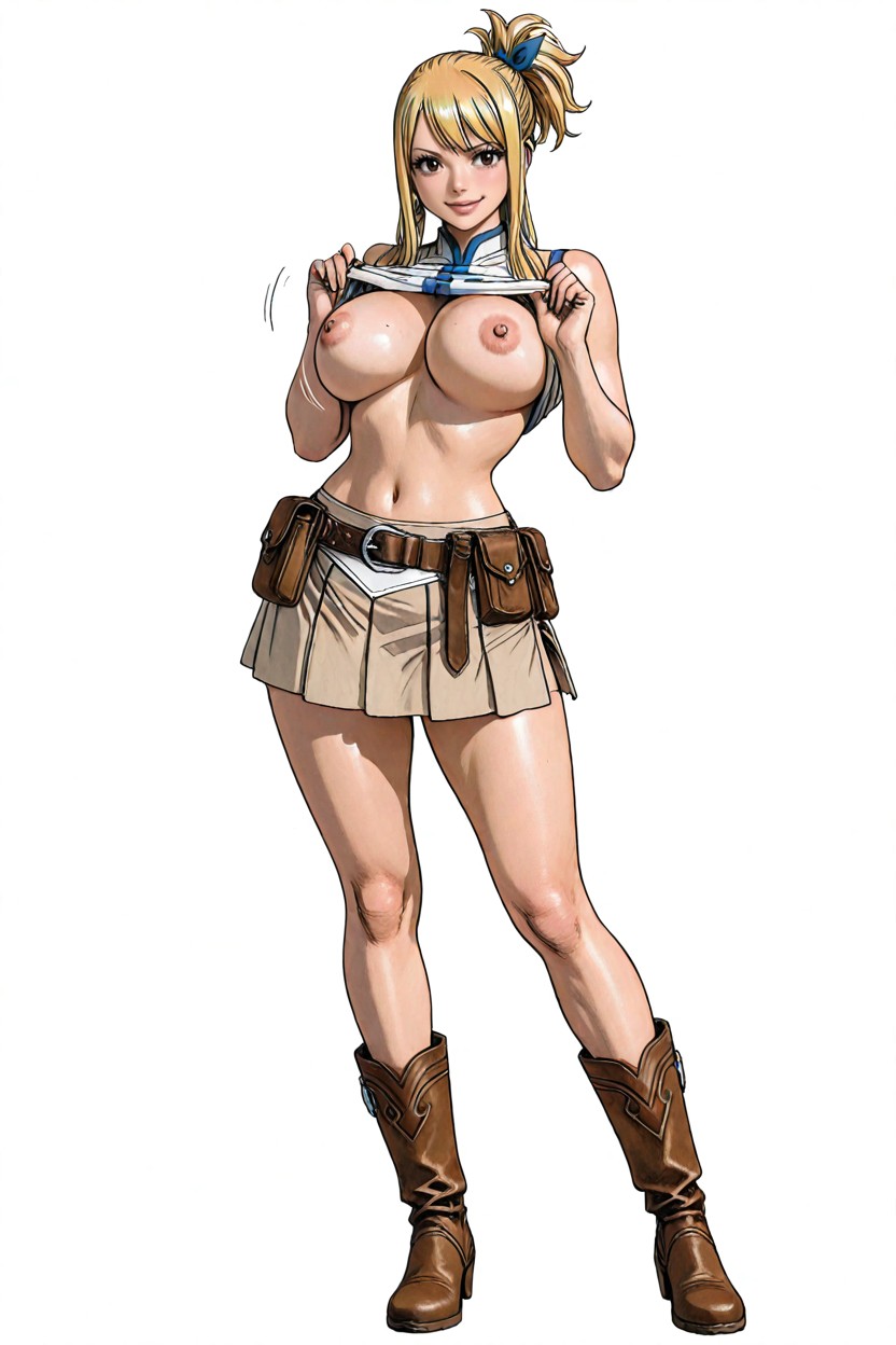White Background, Breasts Sticking Out, Warm Brown Eyes Hentai AI Porn