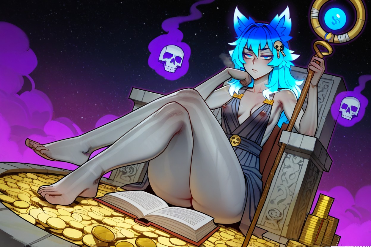 Glowing Hair, Dark Shiba Inu Hellhound, Small Breasts Hentai AI Porn