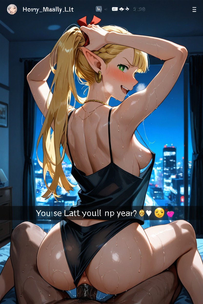 Sweaty, Tying Ponytail With Panties, Snapchat Ui On Phone Screen Hentai AI Porn
