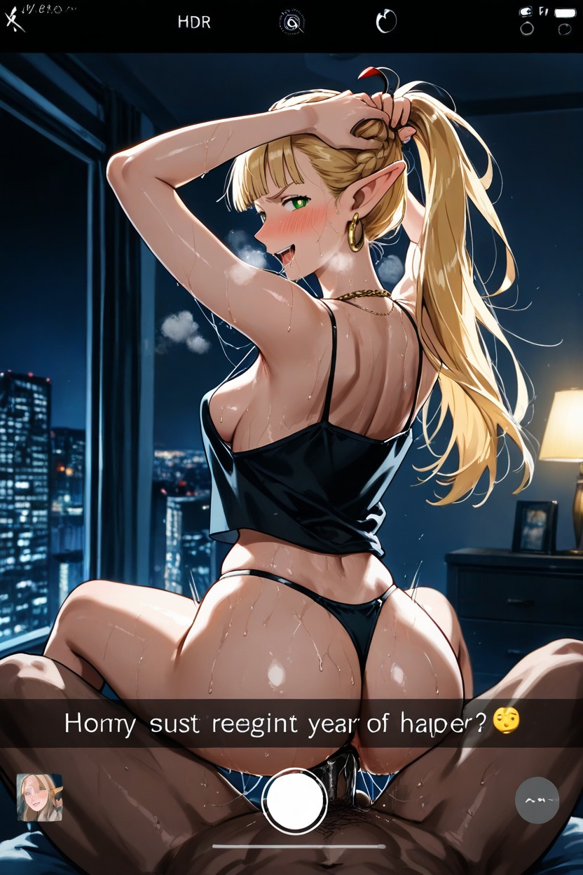 Dimly Lit, Snapchat Ui On Phone Screen, Face Focus Hentai AI Porn