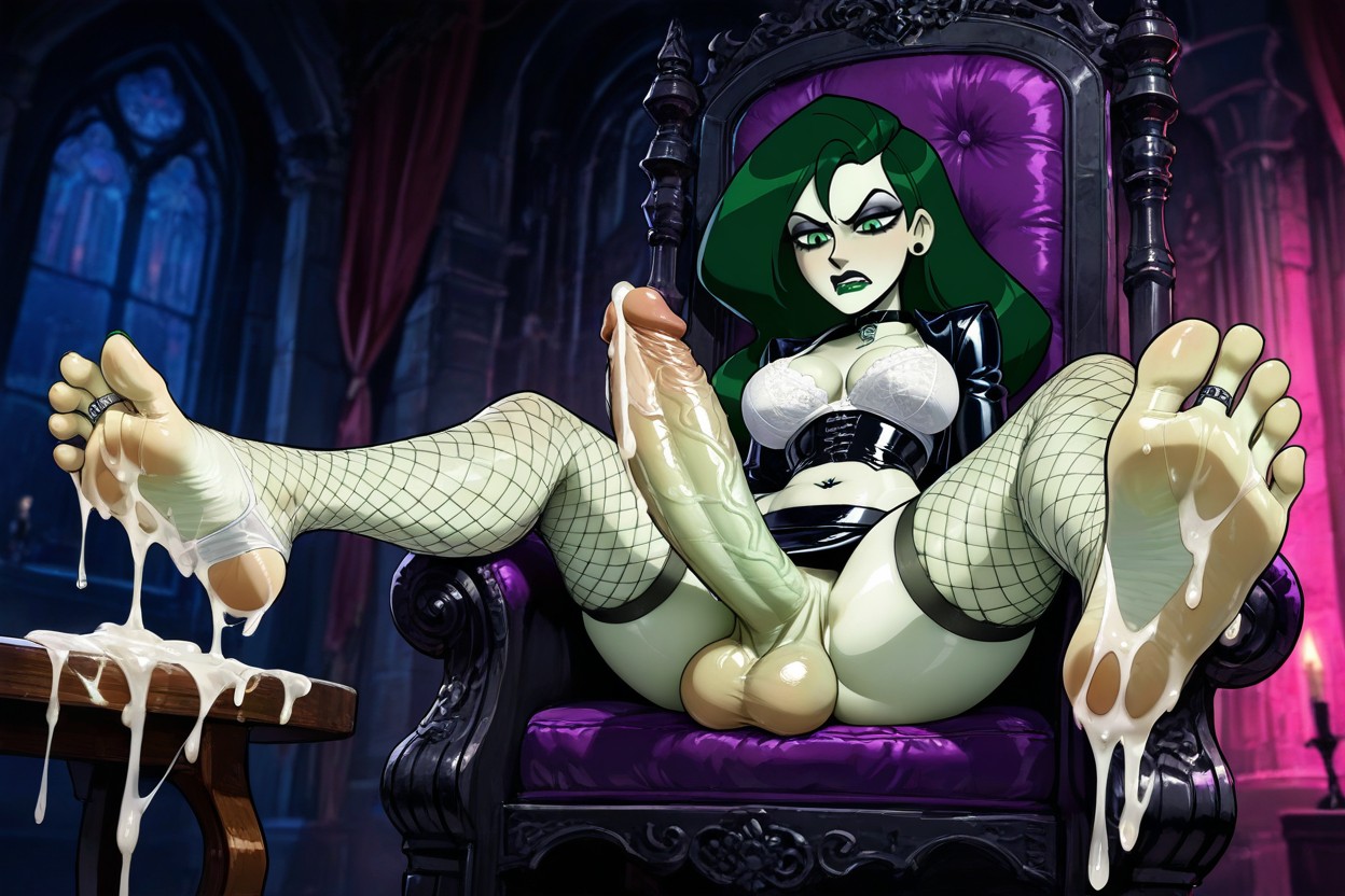 White Lace Panties, Green Lipstick, Realistic Art Style Hentai AI Porn