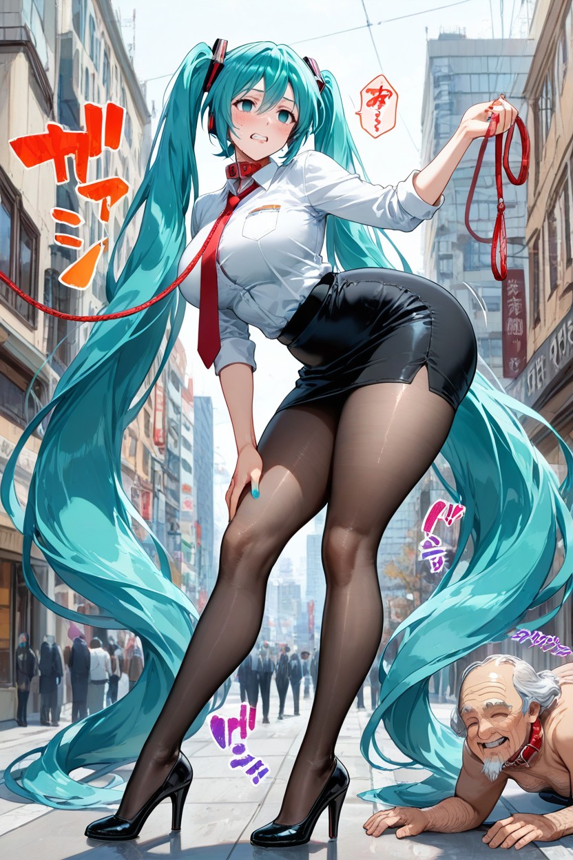 Miku Hatsune, Medium Breast, Giant Woman Hentai AI Porn