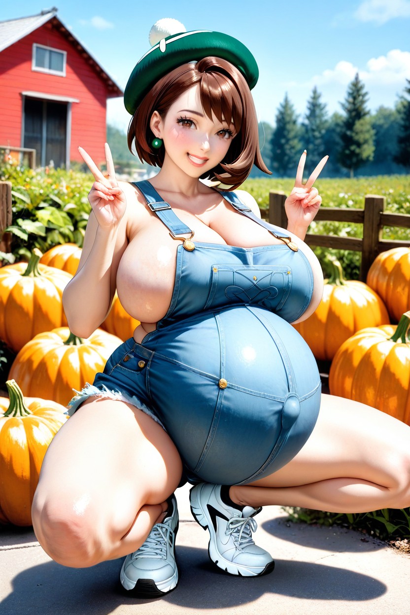 Very Blushed, Hyperrealistic, Heavily Pregnant Hentai AI Porn