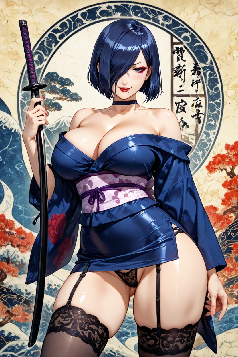 Detailed Face, Bright Katana, Hairlessness Hentai AI Porn