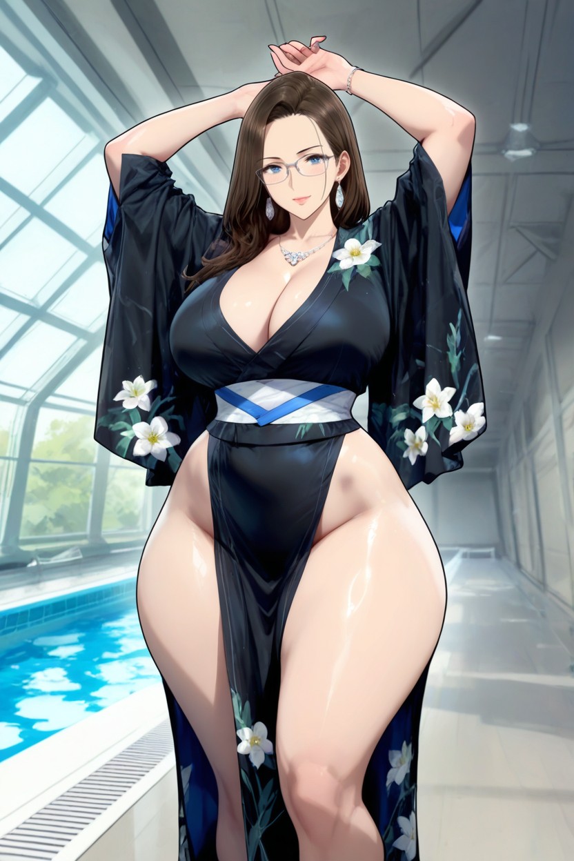 Beautiful Blue Eyes, Sexy Woman, Pool Hentai AI Porn