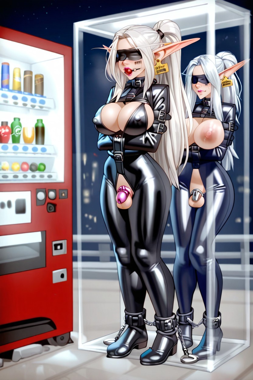 Extreme Snatched Waist, Handcuffs, Black Latex Hentai AI Porn