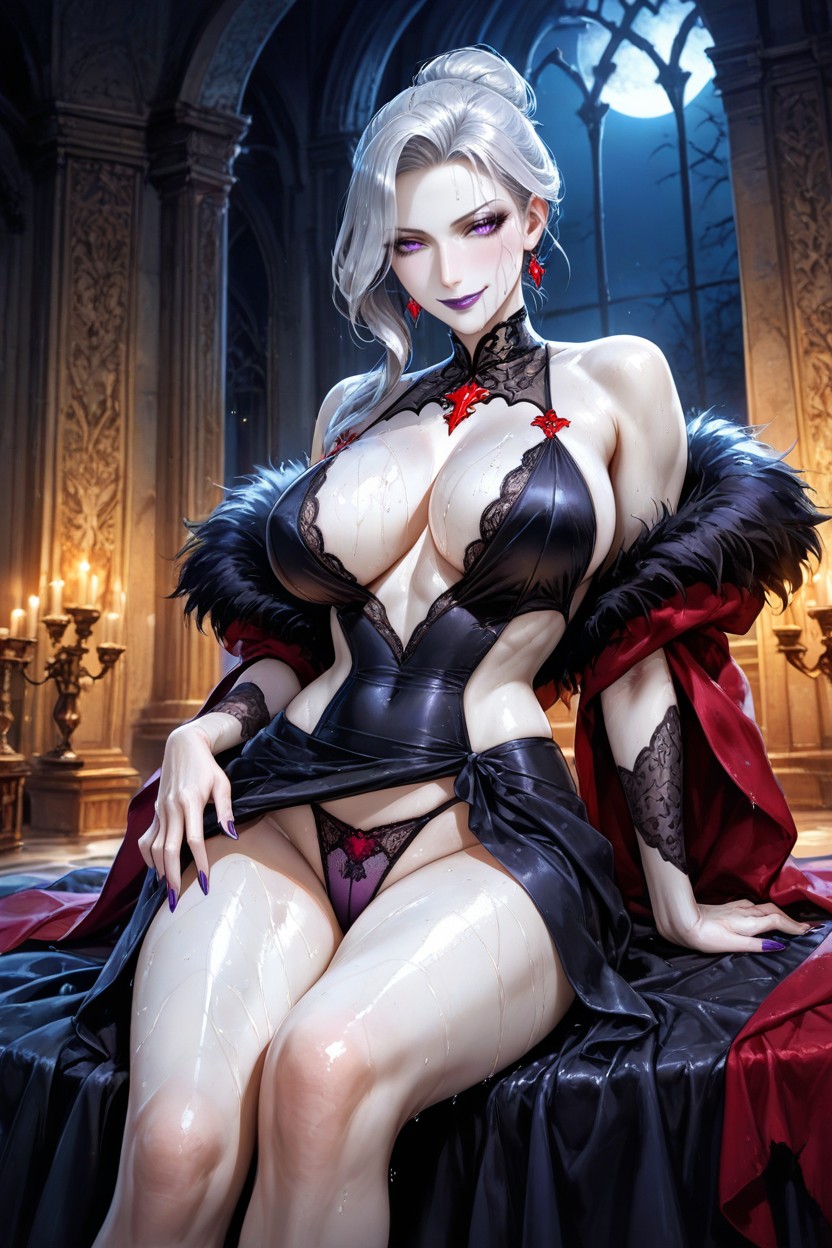 Art Style, Ultra-detailed, Silver Hair Bun Hentai AI Porn