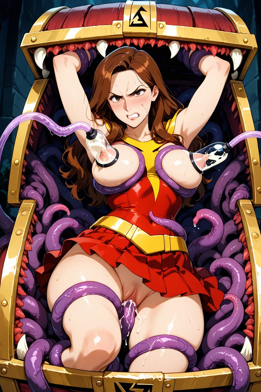 Soft Curls Near The Ends, Inside The Mimic’s Mouth, Loose Face-framing Strands Hentai AI Porn