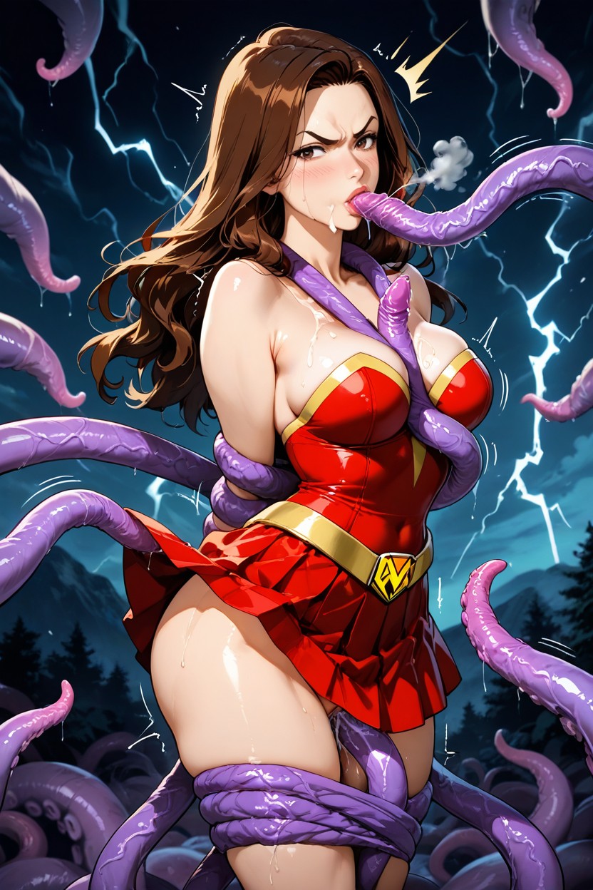 Straight Nose, Restrained, Tentacles Between Breasts Hentai IA