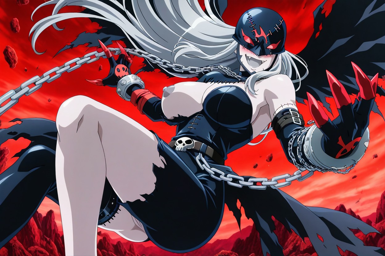 Mask, Demongirl, Light Gray Pussy Hentai AI Porn