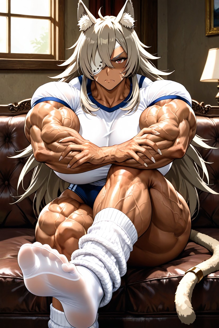 Focus On Feet, White T Shirt, Gym Uniform Hentai IA