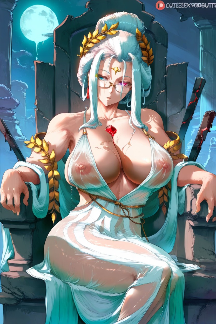 Etuzan Jakusui Artstyle, Red Gem On Forehead, Deep Cleavage Hentai AI Porn