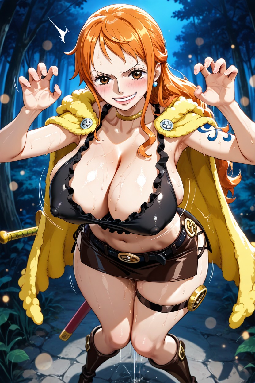 Night, Massive Breast, Gold Thigh Strap Hentai AI Porn