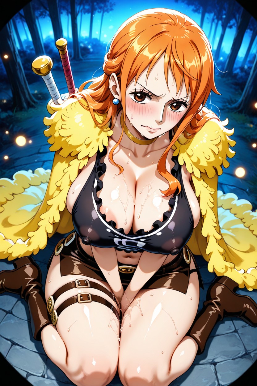 Sexy, Excessive Pussy Juice Leaking, Knees Together Feet Apart Hentai AI Porn