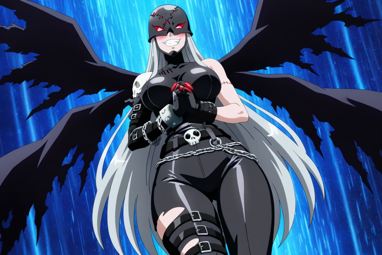 Red Sclera, Fallen Angel, Skull Print Hentai AI Porn
