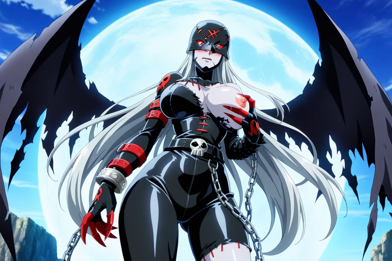 Anime Image, Soft Blue Light, Red Eyes Hentai AI Porn