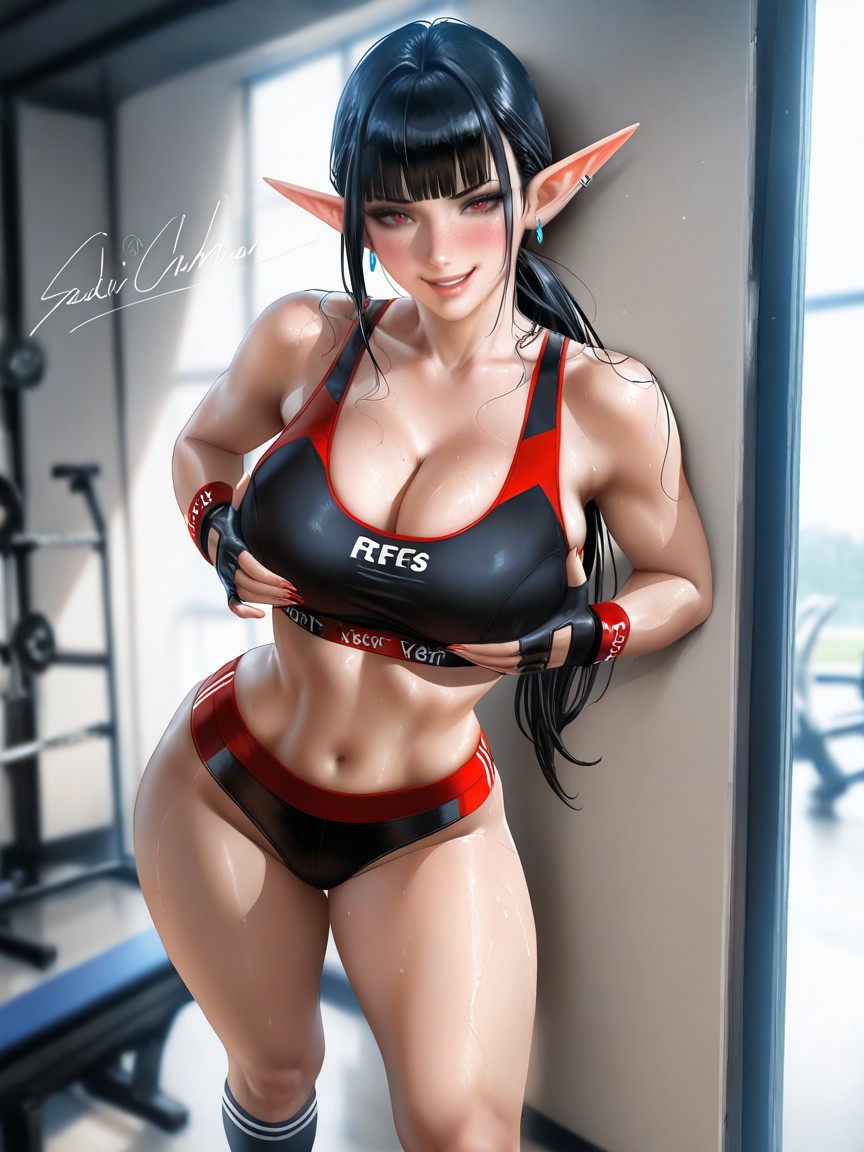 Sweaty Skin, Perfect Anatomy, Breasts Cleavage Hentai AI Porn