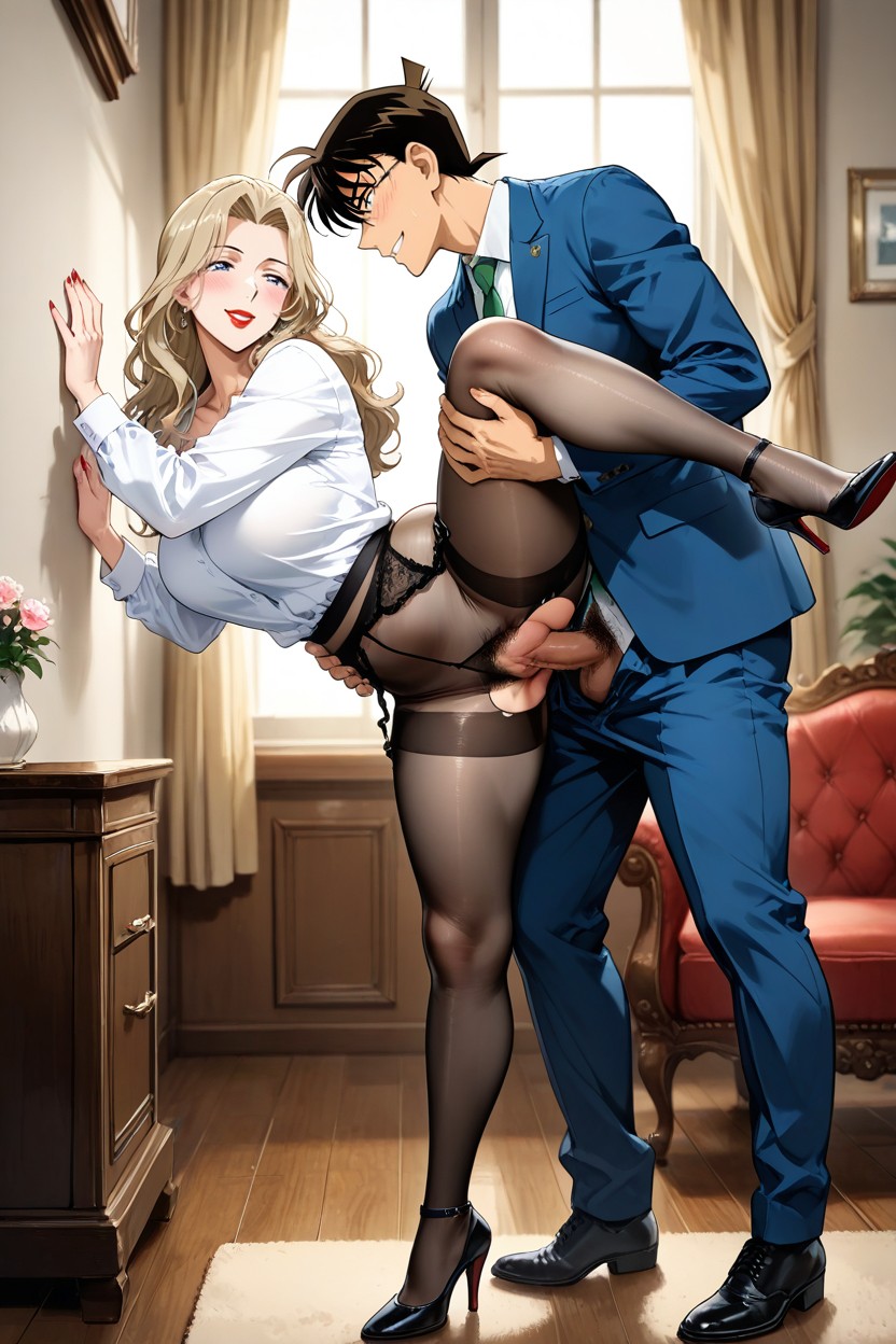 Blue Eyes, Vermouth Has Long Wavy Blonde Hair, Vaginal Intercourse Hentai IA