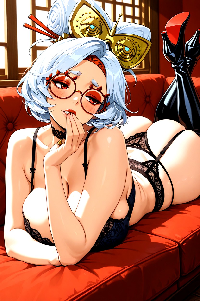 Eyes Half Closed, Full Lips, High Angle Hentai AI Porn