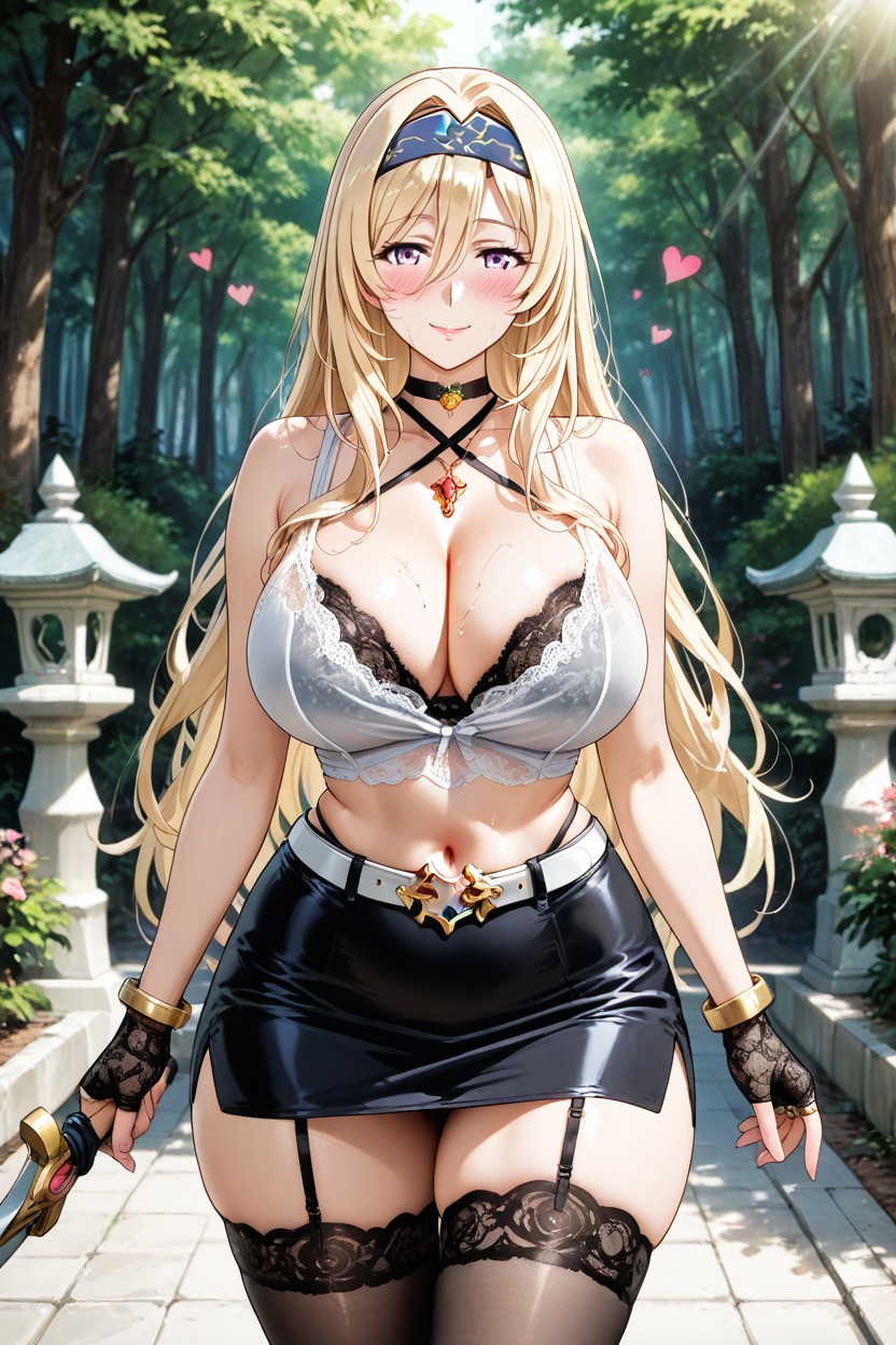 White Sleeveless Top, C-thong Visible, Lace Stockings Hentai IA