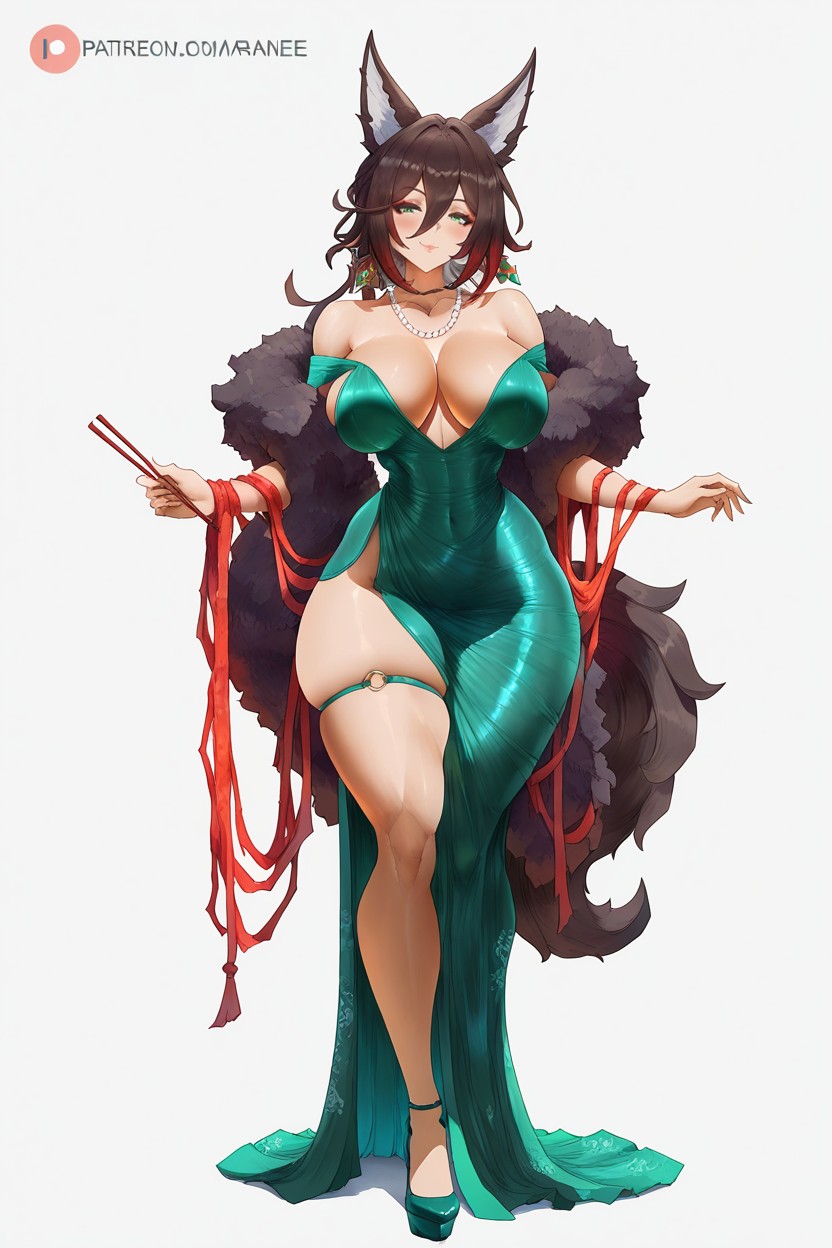 Fox Ears, Revealing Her Entire Leg, Girl Hentai IA