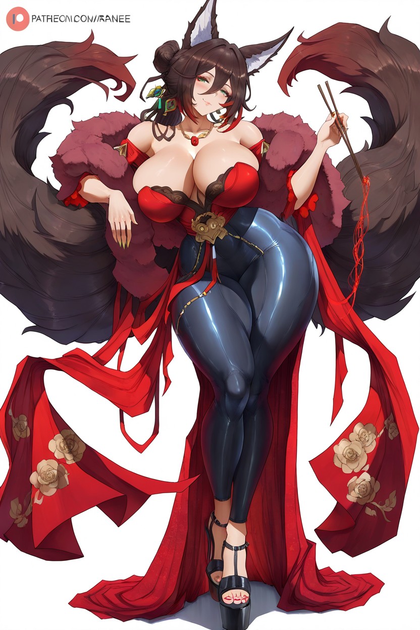 Solo, Glossy, Open Hair Hentai IA